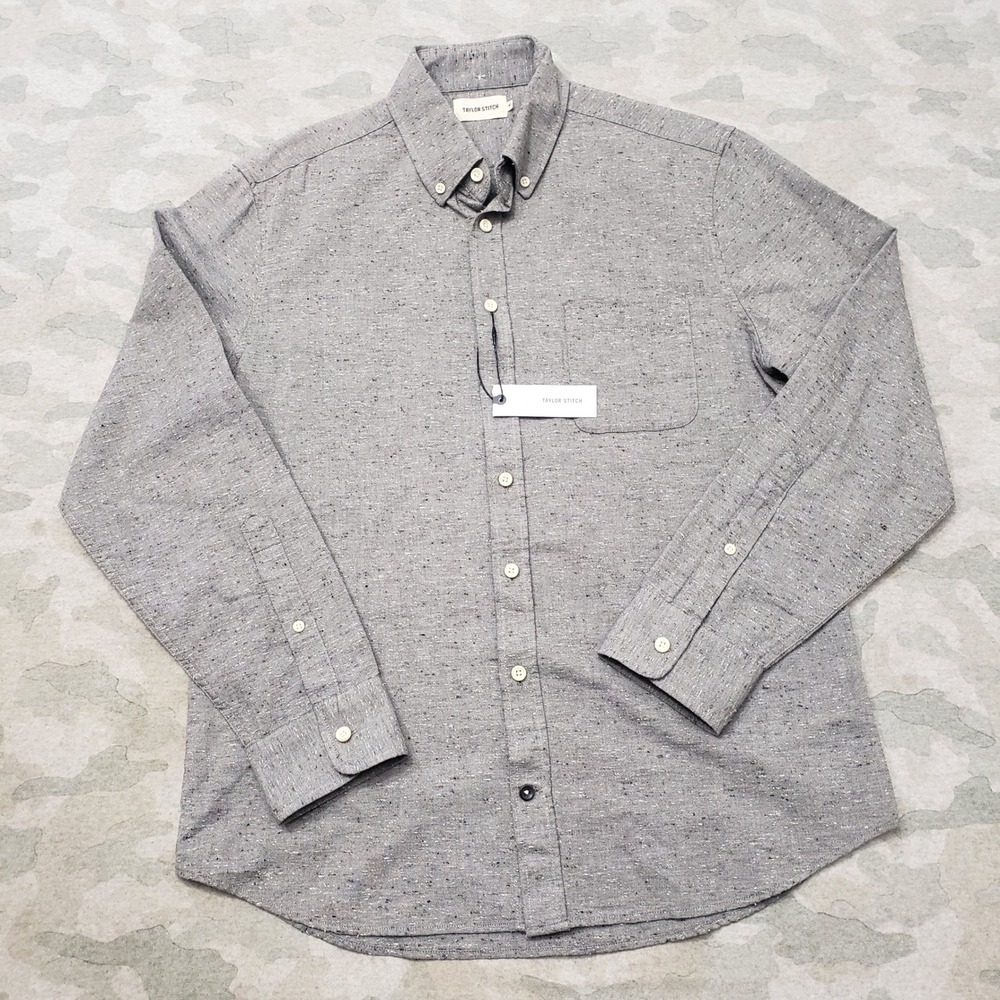 Taylor Stitch Shirt Mens 40 Gray The Jack Long Sleeve Button-Up NWT Linen Blend
